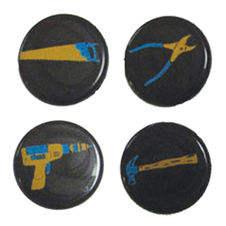 DARK CHOCOLATE ROUNDS - PRINTED WITH BLUE & GOLD TOOLS
